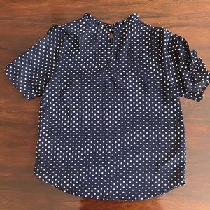 MONTEAU BLUE AND WHITE POKA DOT SHIRT